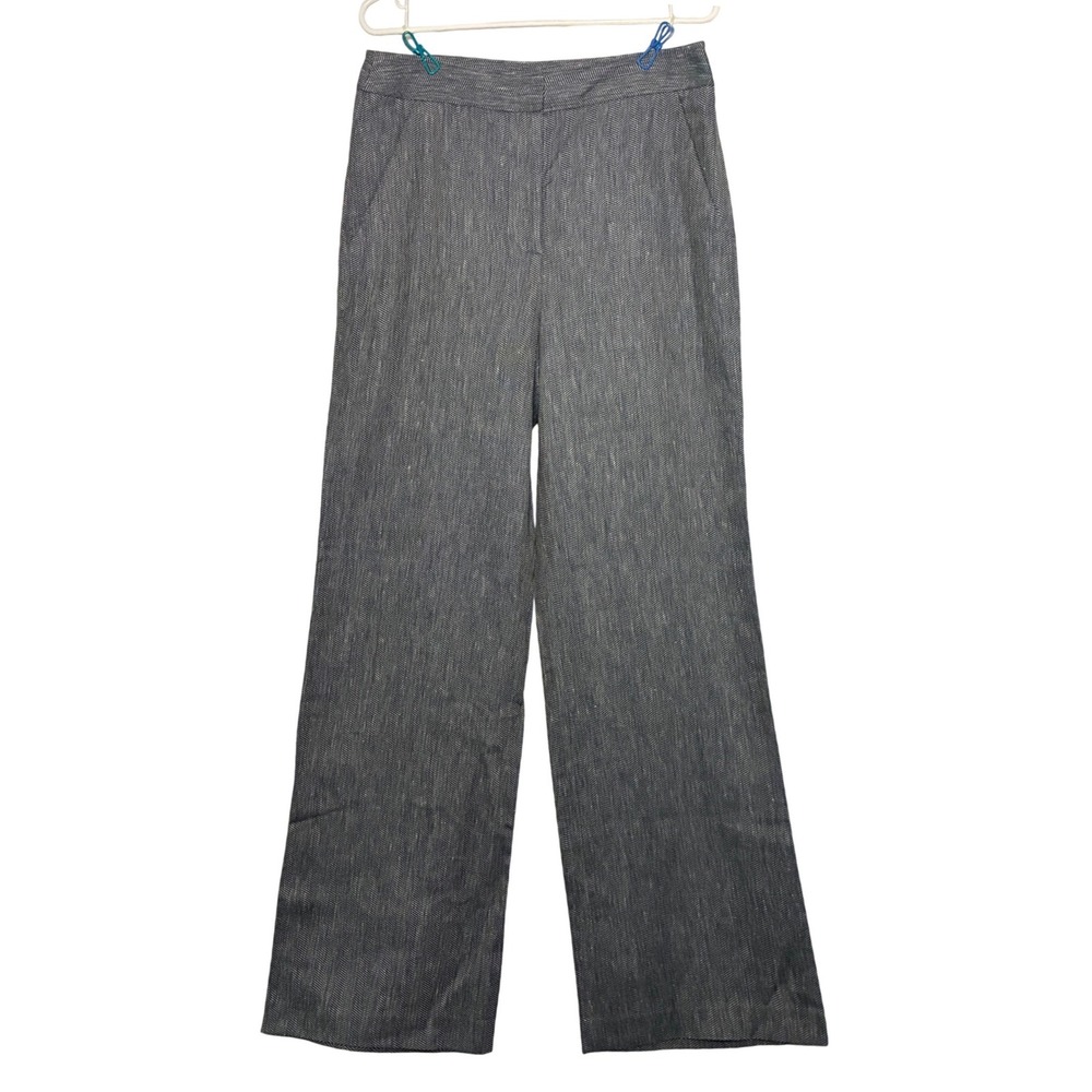 Veronica Beard Tuli Pant Blue White Herringbone Wide Leg High Rise Size 10 NWT